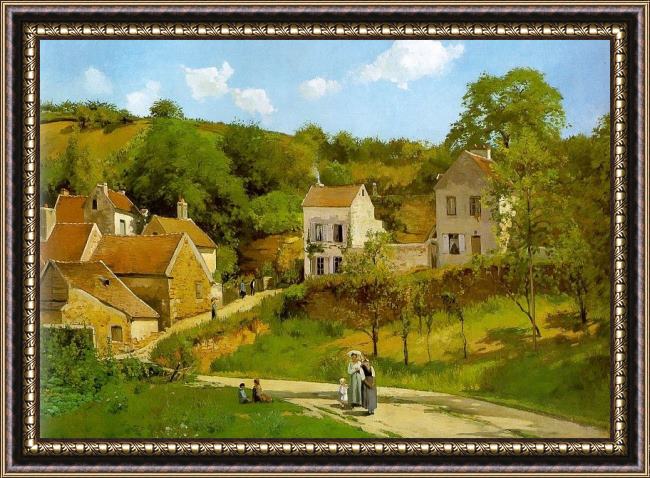 Framed Camille Pissarro the hermitage at pontoise painting