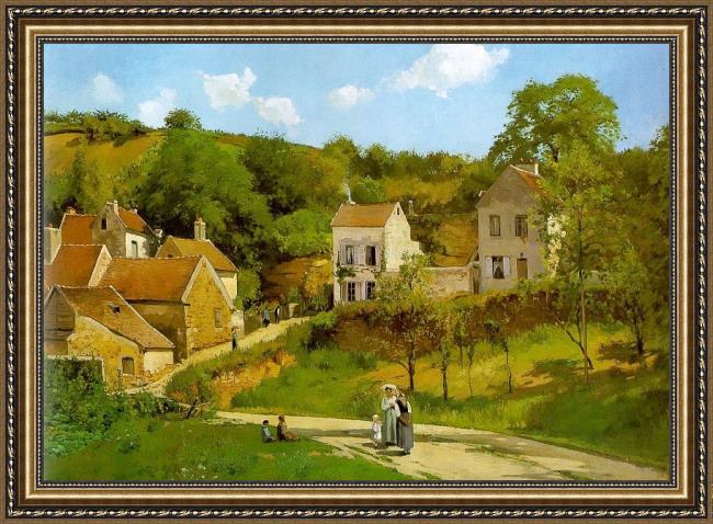 Framed Camille Pissarro the hermitage at pontoise painting