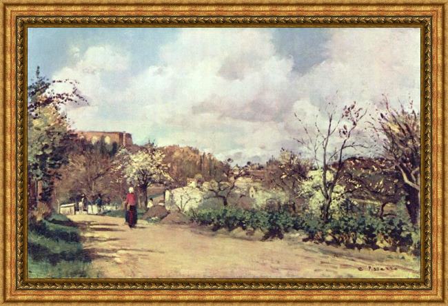 Framed Camille Pissarro vue de louveciennes painting