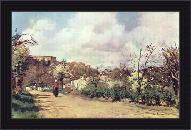 Framed Camille Pissarro vue de louveciennes painting