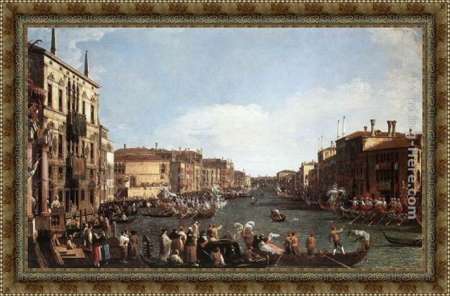 Framed Canaletto a regatta on the grand canal painting
