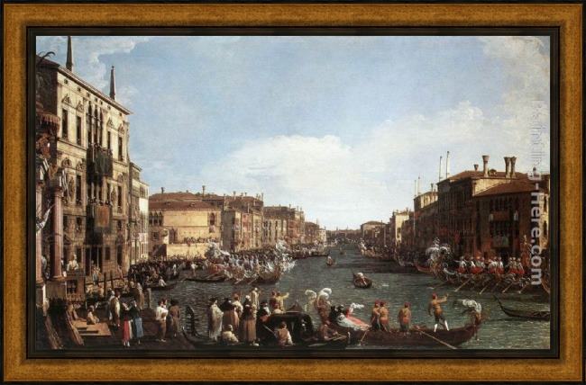Framed Canaletto a regatta on the grand canal painting