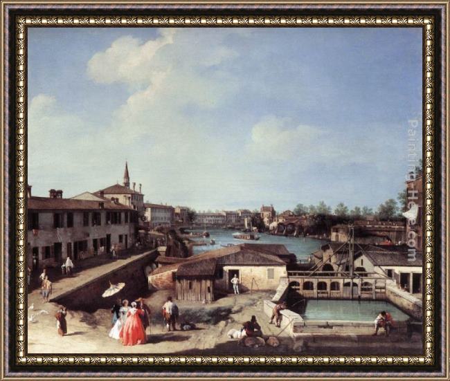 Framed Canaletto dolo on the brenta painting
