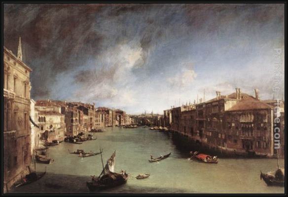 Framed Canaletto grand canal, looking northeast from palazo balbi toward the rialto bridge painting