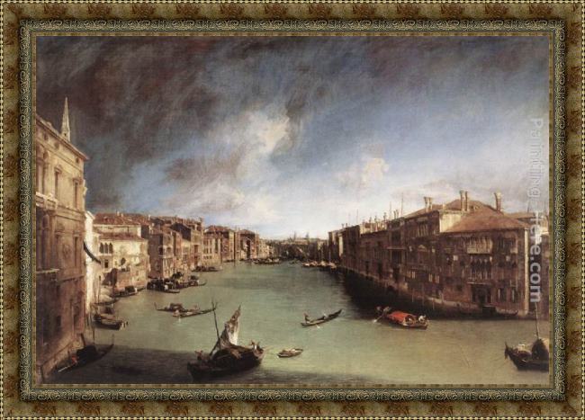 Framed Canaletto grand canal, looking northeast from palazo balbi toward the rialto bridge painting