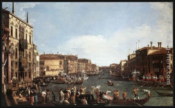 Framed Canaletto regatta on the grand canal painting