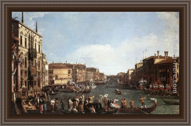 Framed Canaletto regatta on the grand canal painting