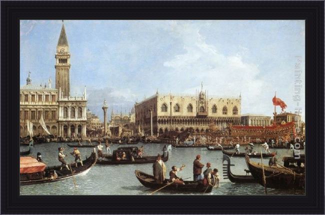 Framed Canaletto return of the bucentaurn to the molo on ascension day painting