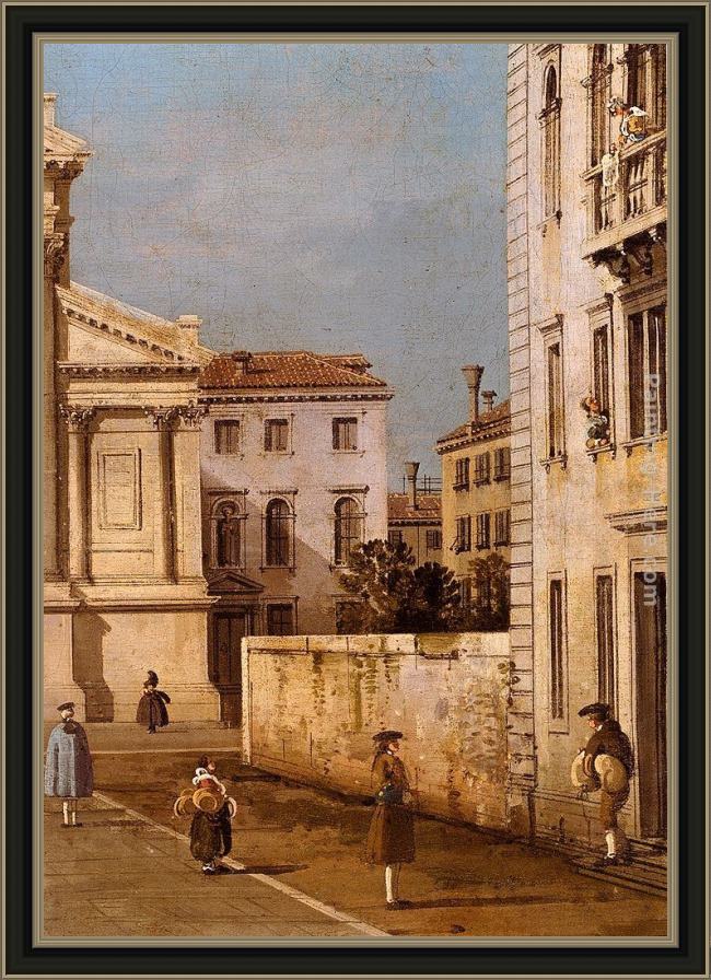 Framed Canaletto s. francesco della vigna church and campo painting