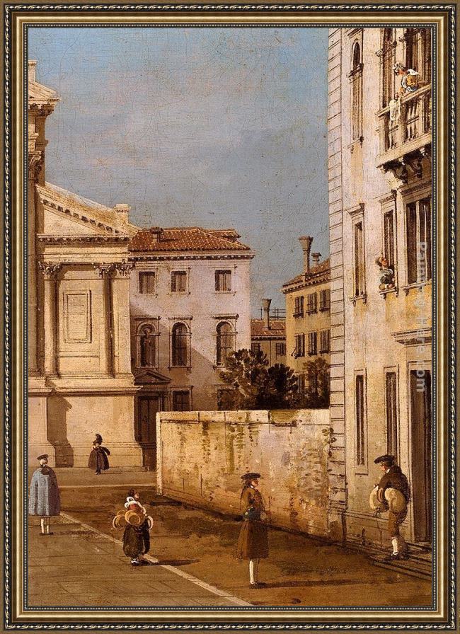 Framed Canaletto s. francesco della vigna church and campo painting
