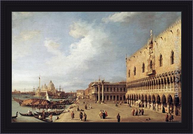 Framed Canaletto view of the ducal palace painting