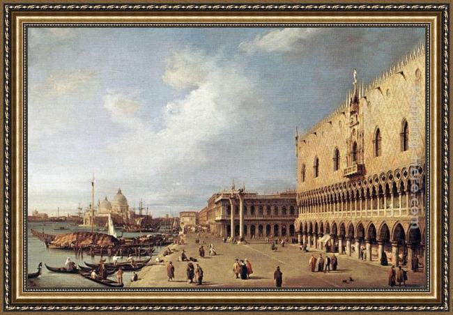 Framed Canaletto view of the ducal palace painting