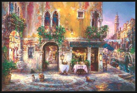 Framed Cao Yong evening in venice painting