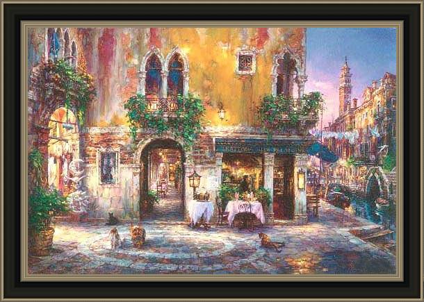 Framed Cao Yong evening in venice painting