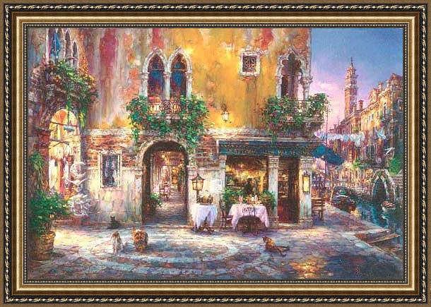 Framed Cao Yong evening in venice painting