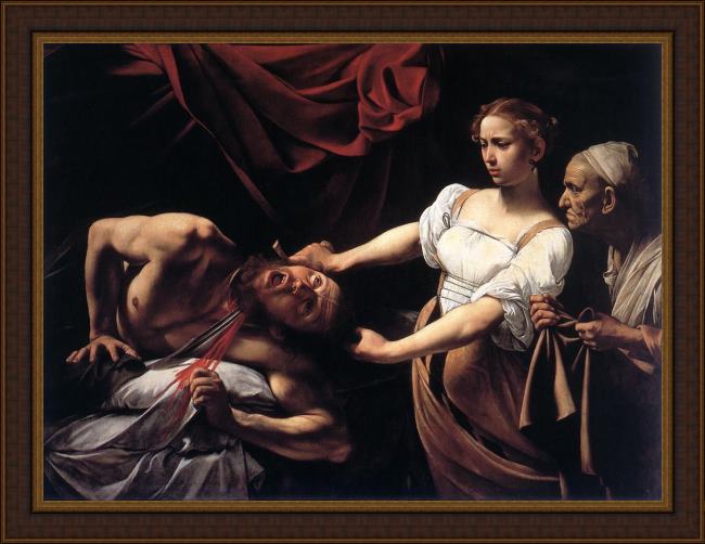 Framed Caravaggio judith beheading holofernes painting