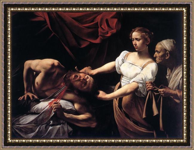 Framed Caravaggio judith beheading holofernes painting