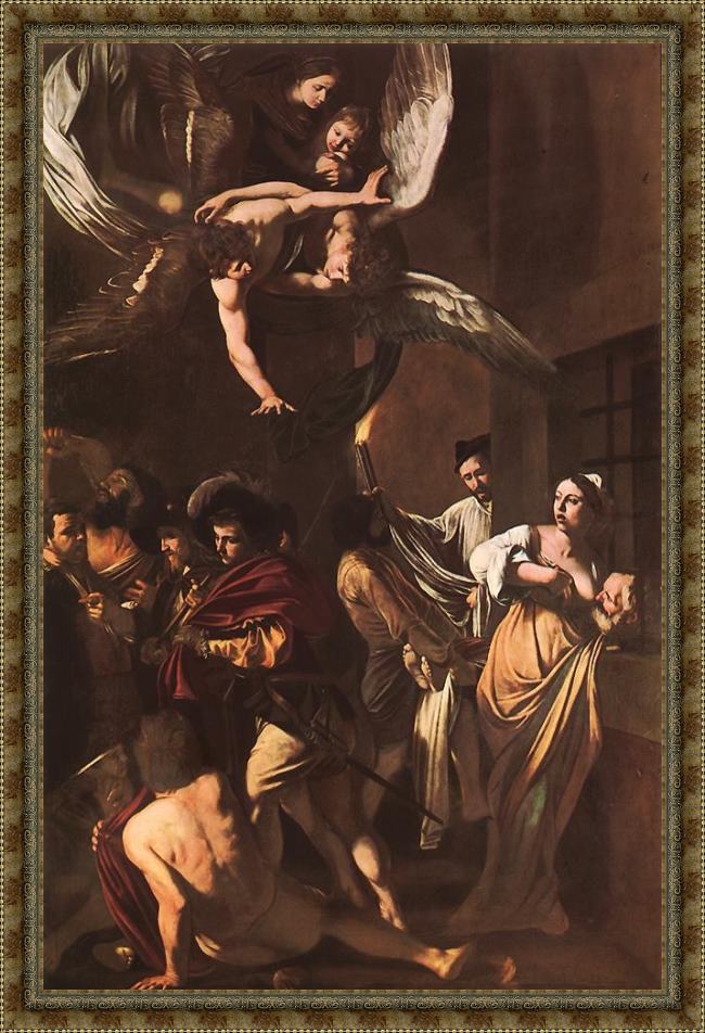 Framed Caravaggio the seven acts of mercy painting