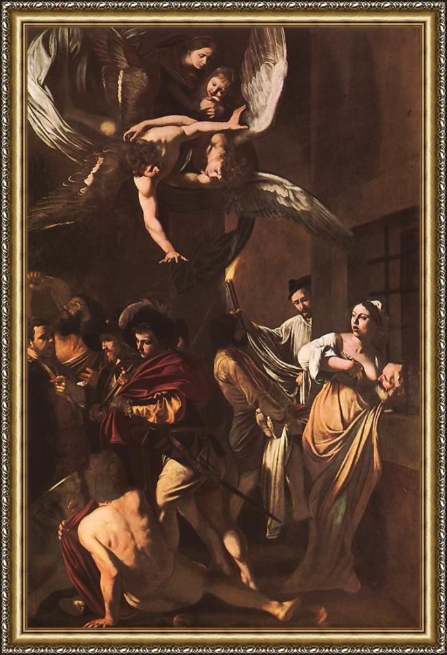 Framed Caravaggio the seven acts of mercy painting