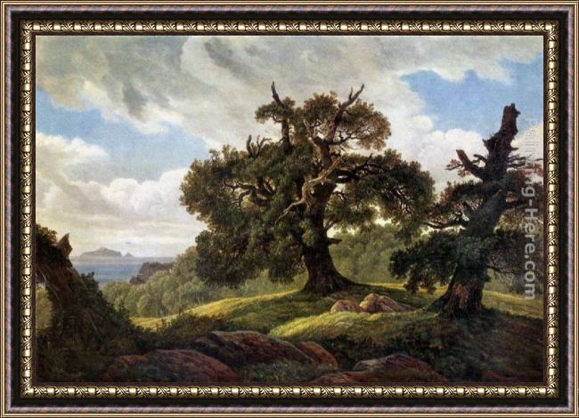 Framed Carl Gustav Carus oaks at the sea shore painting