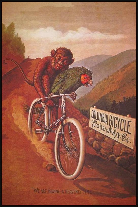 Framed Cassius Marcellus Coolidge columbia bicycles painting