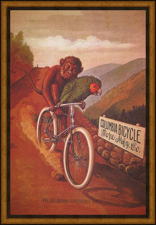 Framed Cassius Marcellus Coolidge columbia bicycles painting