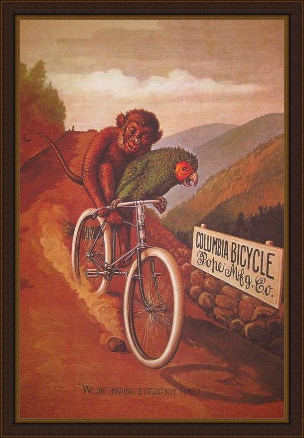Framed Cassius Marcellus Coolidge columbia bicycles painting