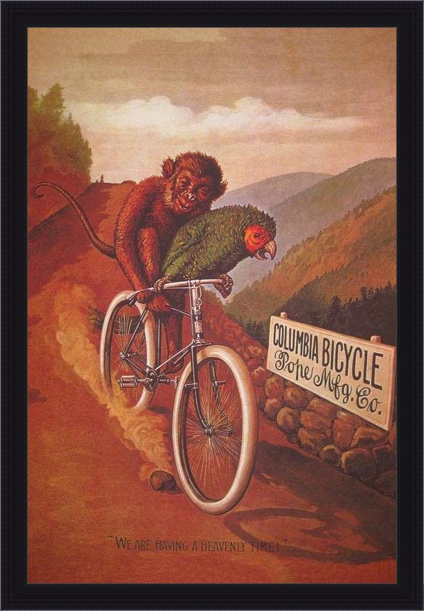 Framed Cassius Marcellus Coolidge columbia bicycles painting