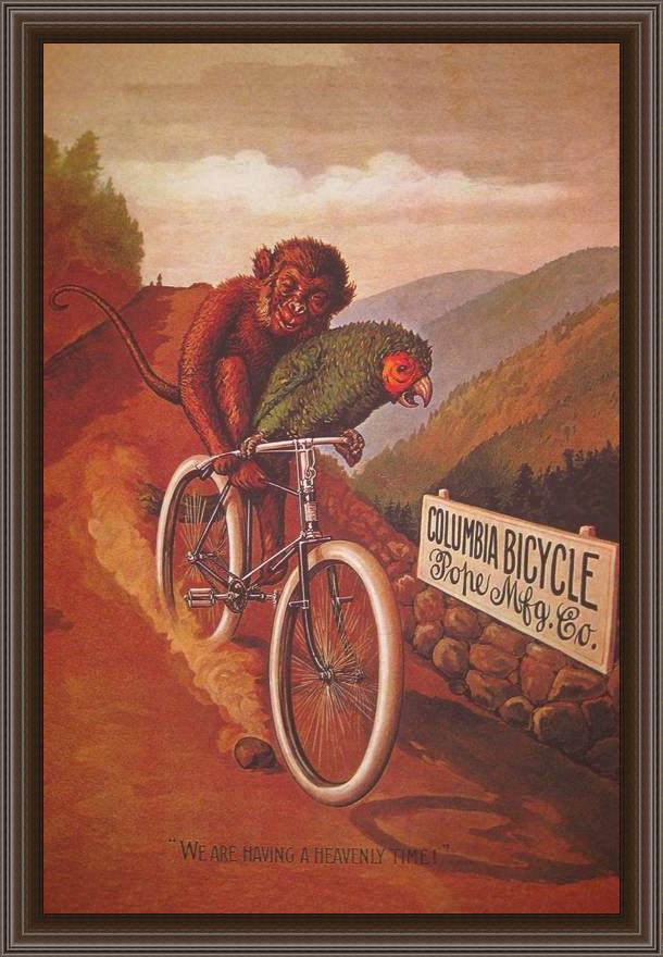 Framed Cassius Marcellus Coolidge columbia bicycles painting