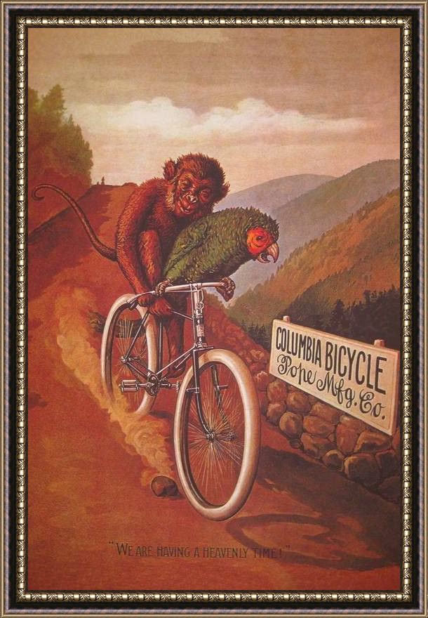 Framed Cassius Marcellus Coolidge columbia bicycles painting