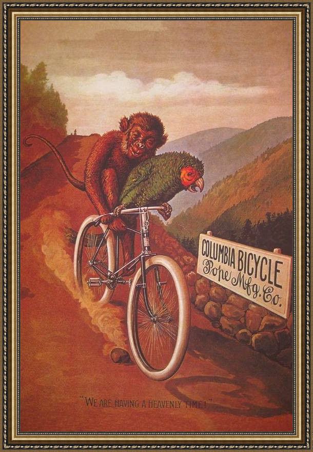 Framed Cassius Marcellus Coolidge columbia bicycles painting