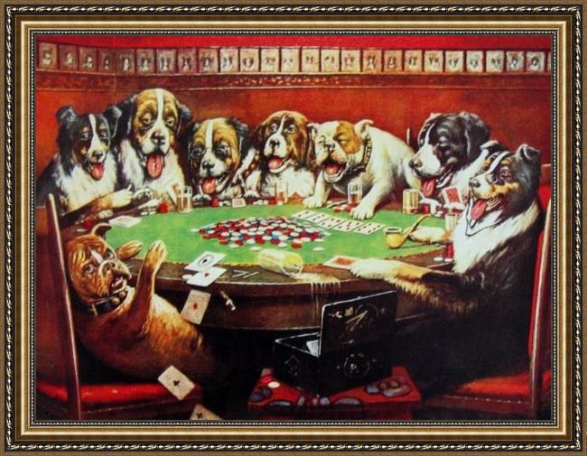 Framed Cassius Marcellus Coolidge poker sympathy painting