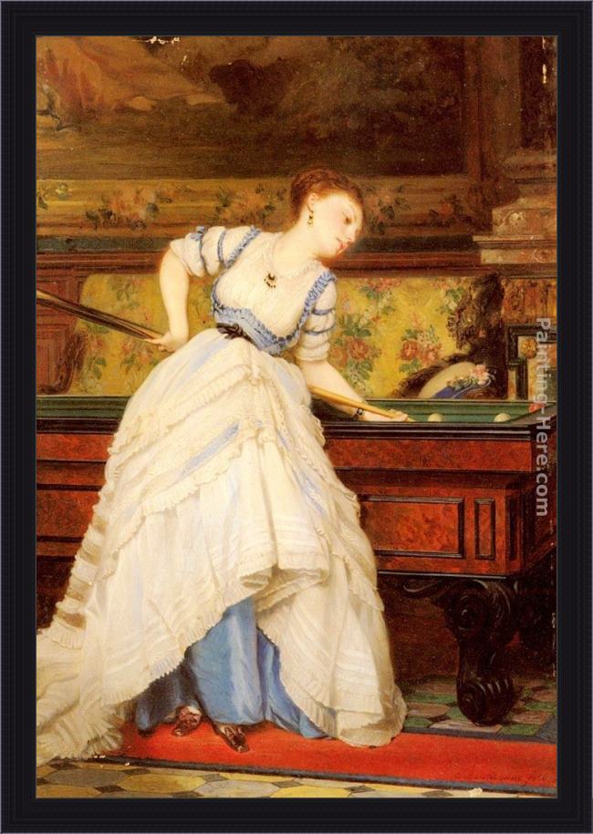 Framed Charles Edouard Boutibonne an elegant billiard player painting