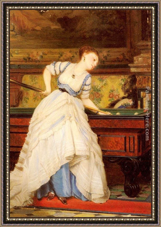 Framed Charles Edouard Boutibonne an elegant billiard player painting