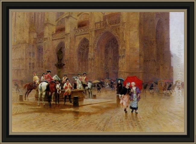Framed Charles Edouard Edmond Delort la sortie de la messe painting