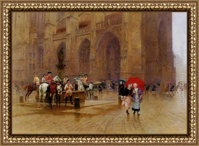 Framed Charles Edouard Edmond Delort la sortie de la messe painting
