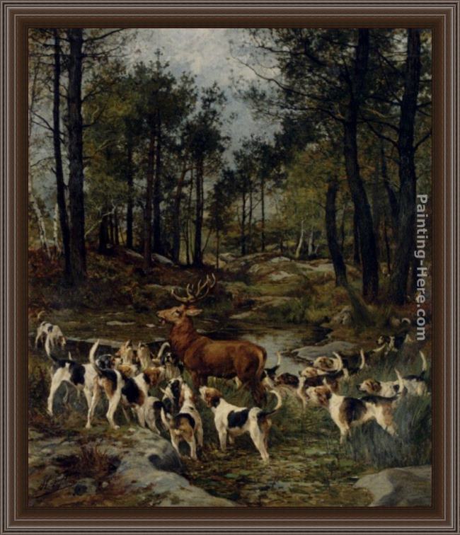 Framed Charles Olivier De Penne the deer hunt painting