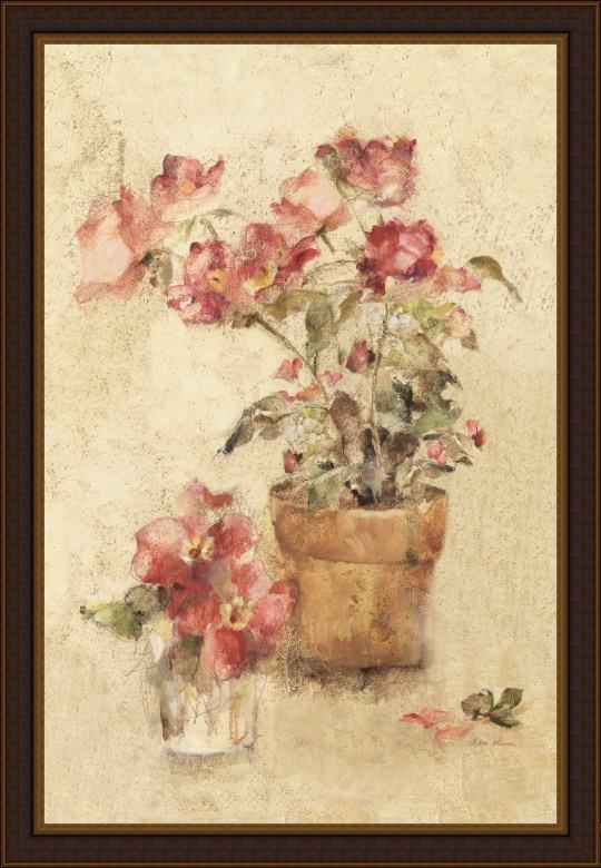 Framed Cheri Blum pots of roses panel iv painting
