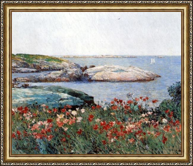 Framed childe hassam poppies isles of shoals painting