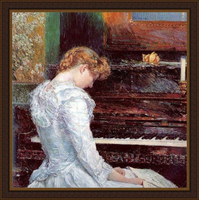 Framed childe hassam the sonata painting