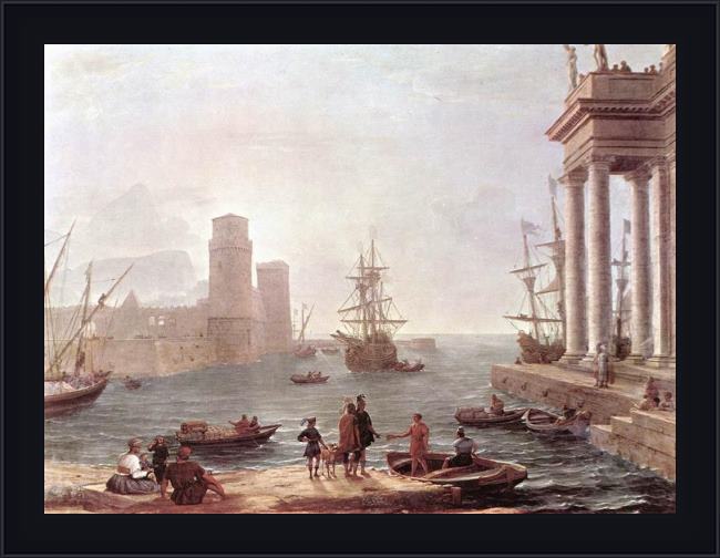 Framed Claude Lorrain departure of ulysses from the land of the feaci painting