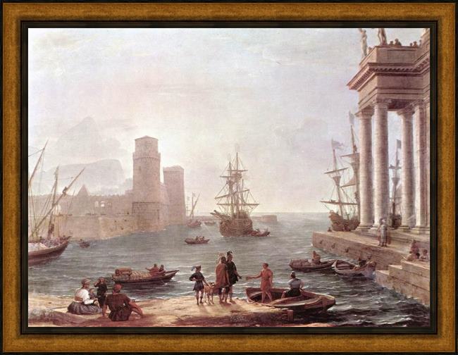 Framed Claude Lorrain departure of ulysses from the land of the feaci painting