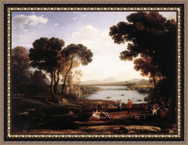 Framed Claude Lorrain landscape with dancing figures the mill painting