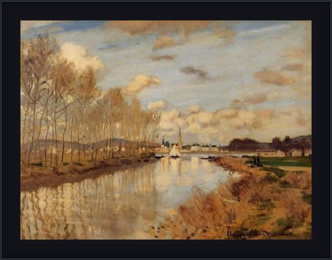 Framed Claude Monet argenteuil seen from the small arm of the seine 2 painting