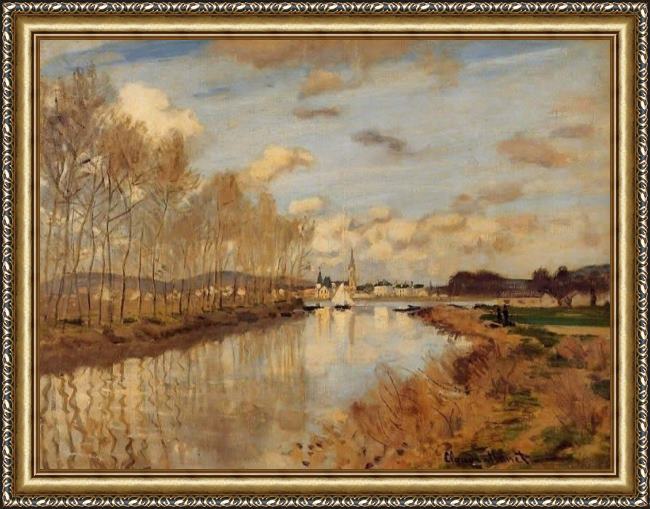 Framed Claude Monet argenteuil seen from the small arm of the seine 2 painting
