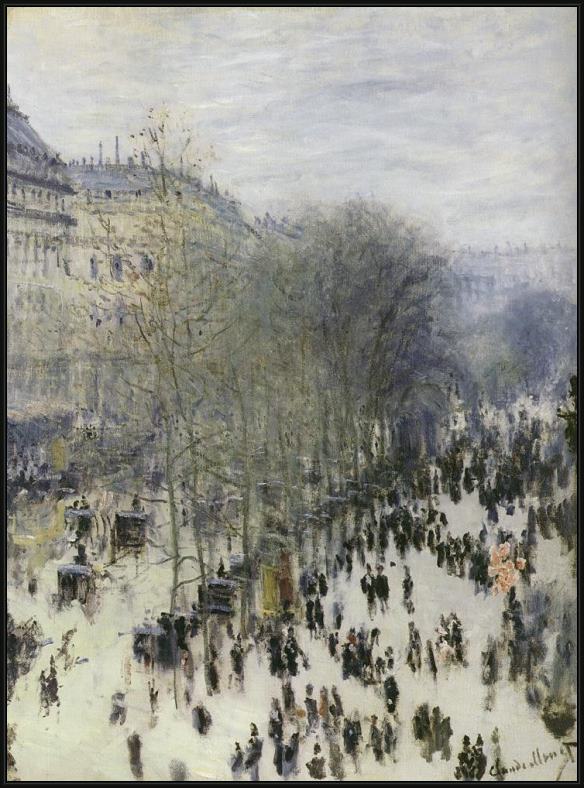 Framed Claude Monet boulevard des capucines painting