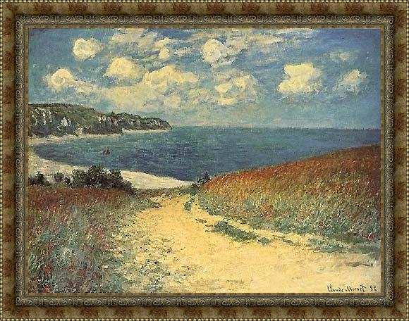 Framed Claude Monet chemin dans les bles a pourville painting