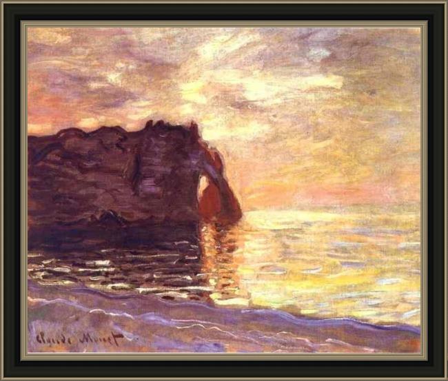 Framed Claude Monet etretat the end of the day painting