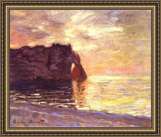 Framed Claude Monet etretat the end of the day painting