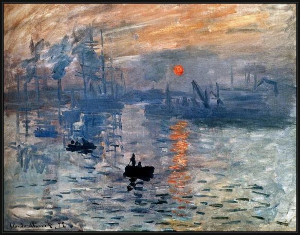 Framed Claude Monet impression sunrise painting